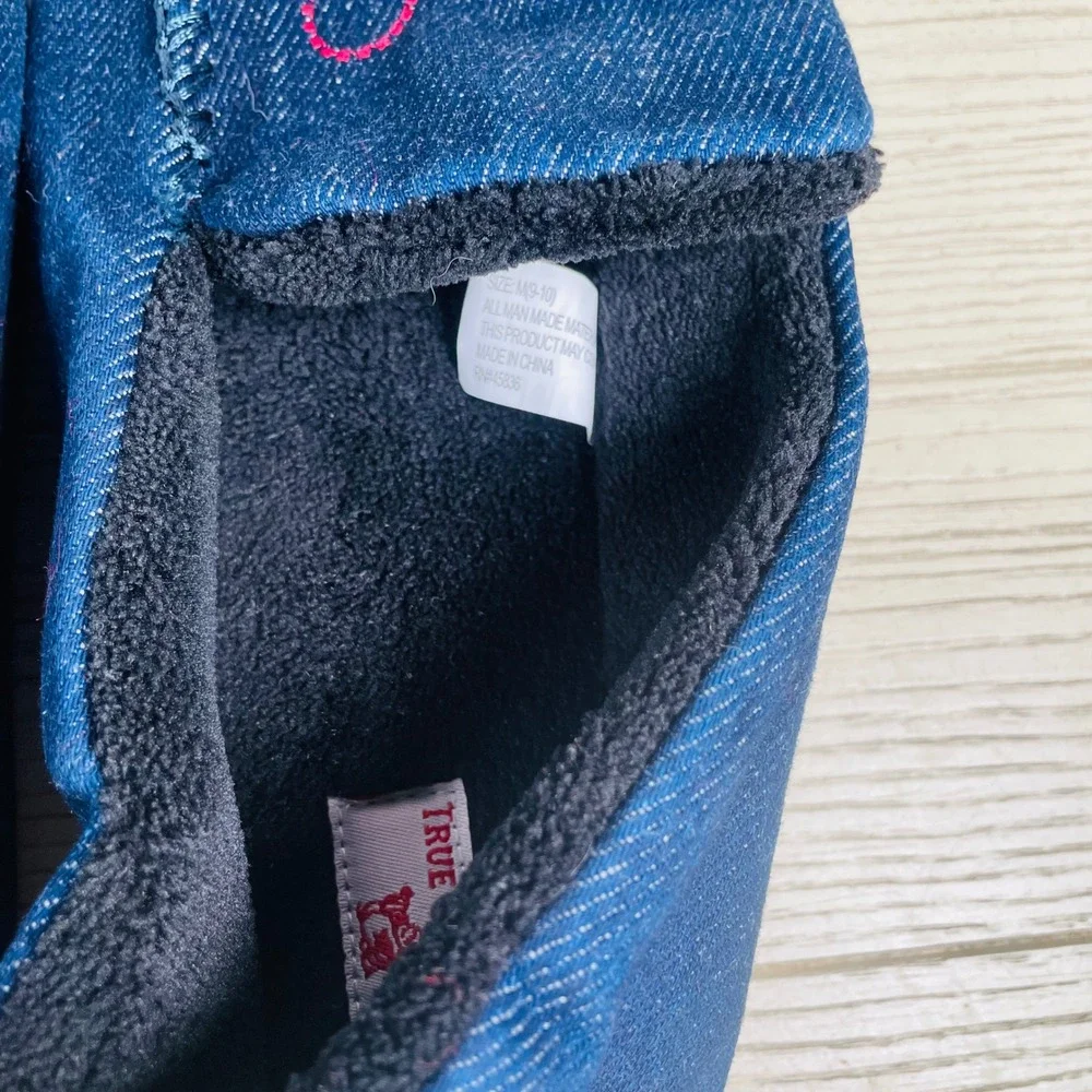 True Religion Denim Embroidered Logo Slip On Cozy Slippers Shoes‎ Mens M (9-10)